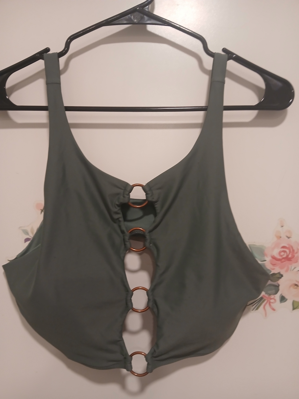 Women’s Sage Green Ring-Front Scoop Bralette